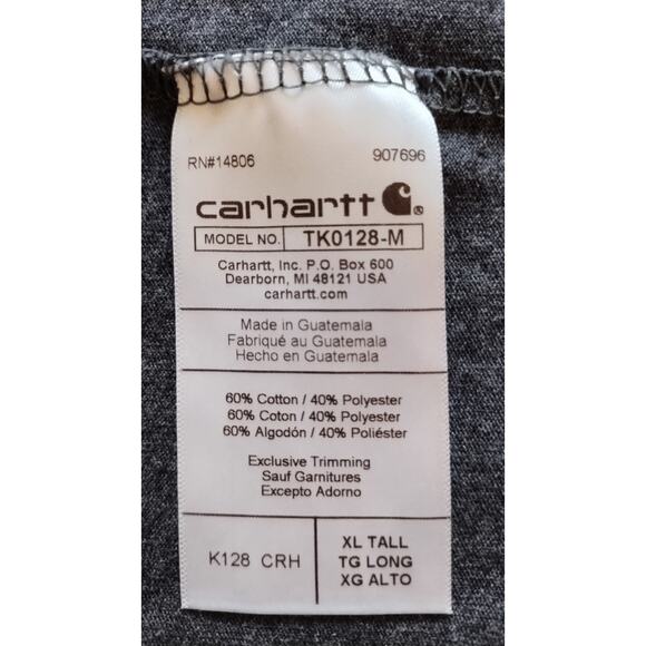 Carhartt Men's Workwear Long-Sleeve Pocket Henley Gray T-Shirt XL - Picture 6 of 11